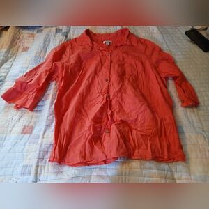 croft & barrow Coral Button-Front Blouse